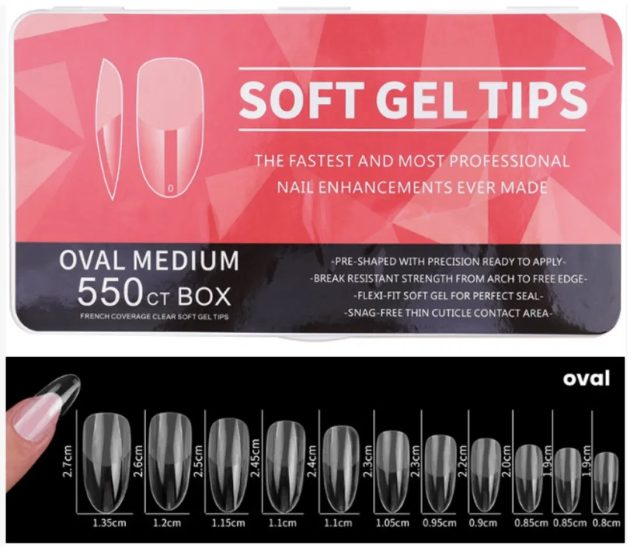 SOFT GEL TIPS OVAL MEDIUM550 ct BOX