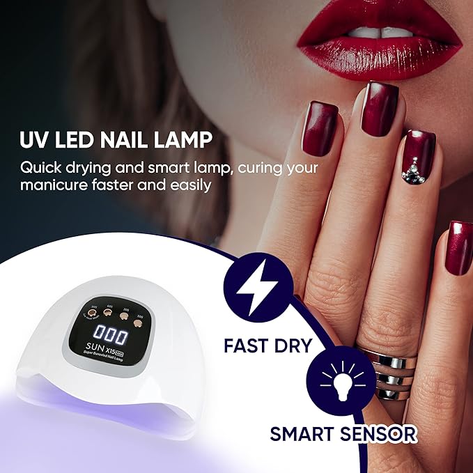 New Professional UV X15 MAX 280W Electric Gel Polish Nail Dryer 66 LEDS Dual Light UV LED Nail Lamp Flash Cure Nail Lamp