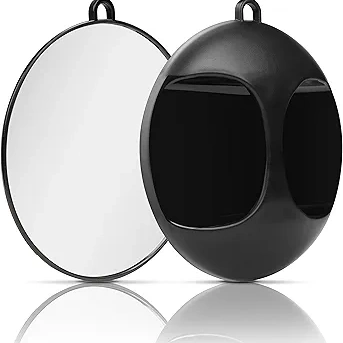 HAND-HELD BLACK ROUND MIRROR