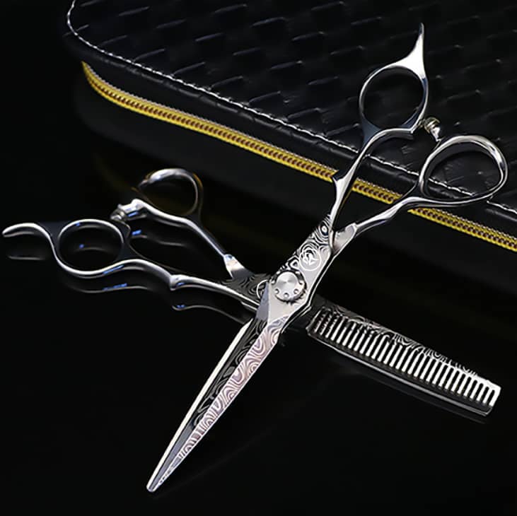 AB Hair Scissors Silver Damascus 2 PCS