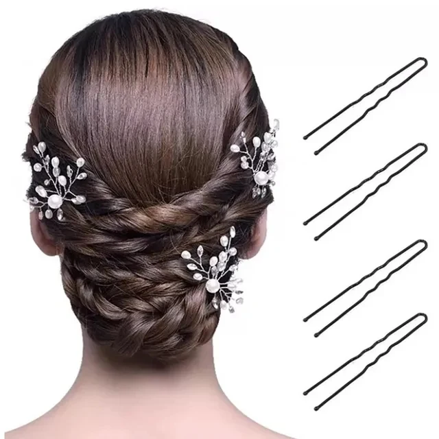 Pins U Pins Bridal Hairstyle Tools Accessories Women Hairclips for Hair Bun Decoration Black(100 pcs)